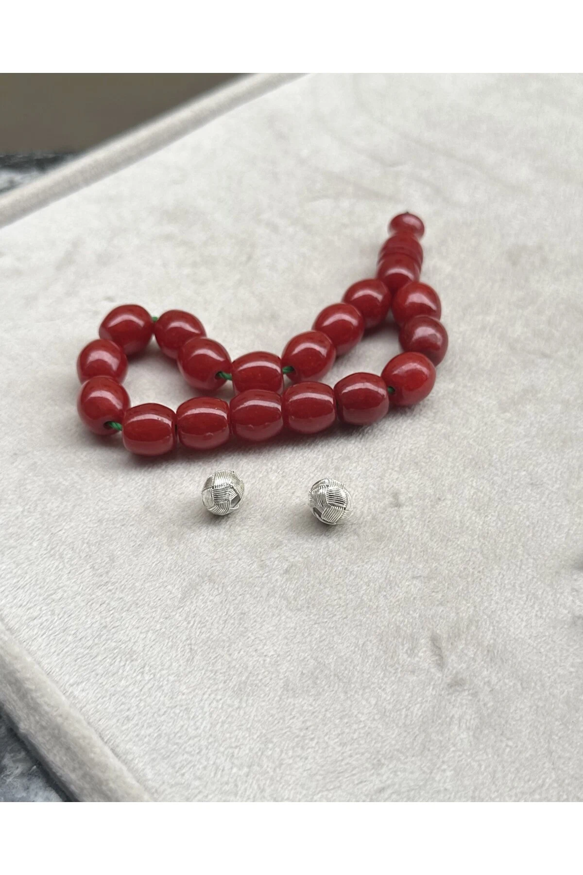 Tesbih Malzemesi Gümüş Kazaziye El Örmesi Büyük Boy 8 X 10,3 MM Kazaz Top 2 ADET
