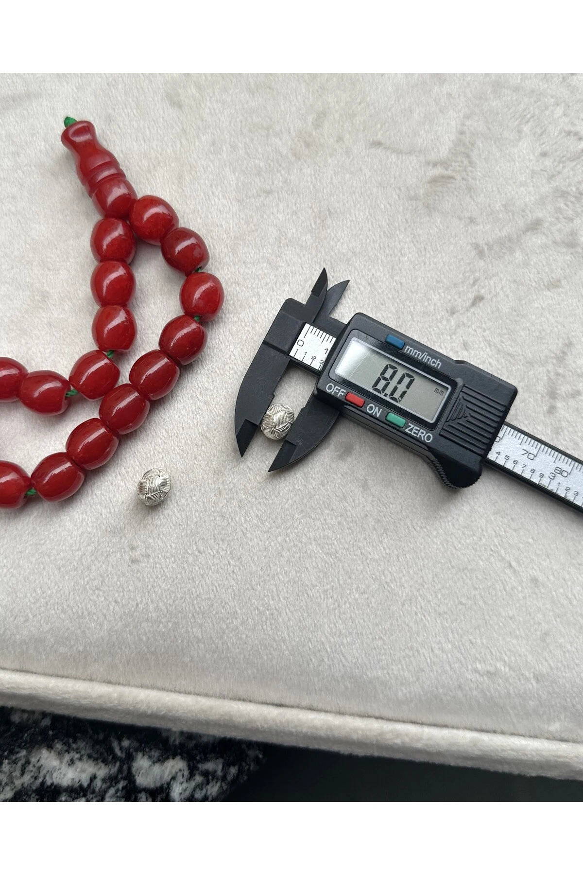 Tesbih Malzemesi Gümüş Kazaziye El Örmesi Büyük Boy 8 X 10,3 MM Kazaz Top 2 ADET