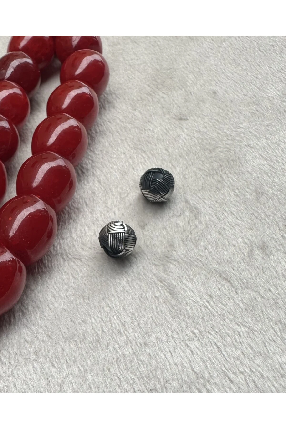 Tesbih Malzemesi Gümüş Kazaziye El Örmesi 6X7 MM Kazaz Top 2 ADET Küçük Boy