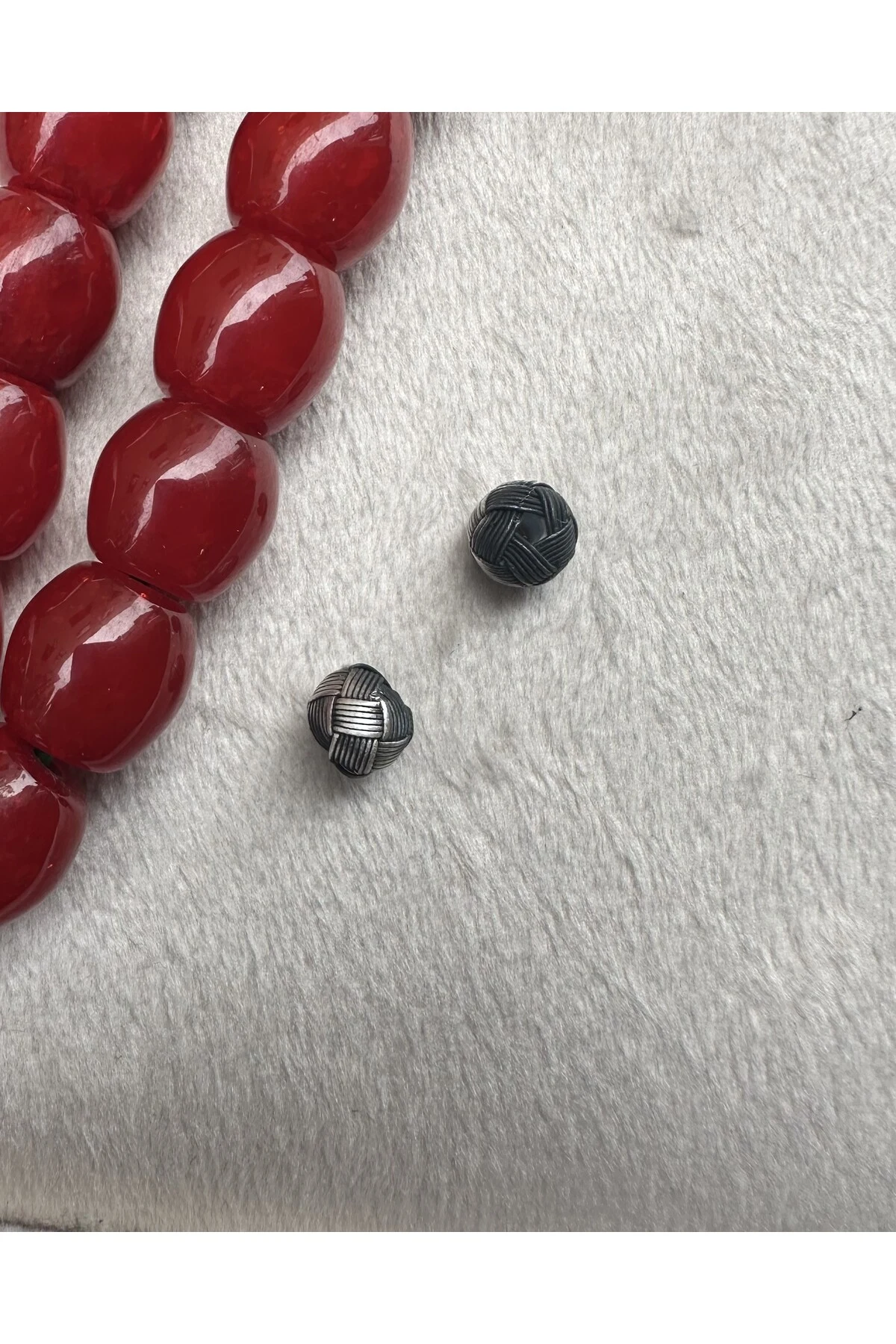 Tesbih Malzemesi Gümüş Kazaziye El Örmesi 6X7 MM Kazaz Top 2 ADET Küçük Boy