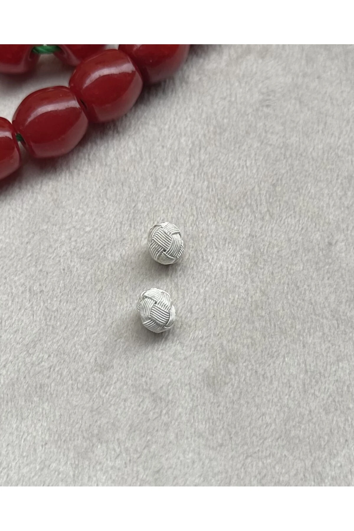 Tesbih Malzemesi Gümüş Kazaziye El Örmesi 6X7 MM Kazaz Top 2 ADET Küçük Boy