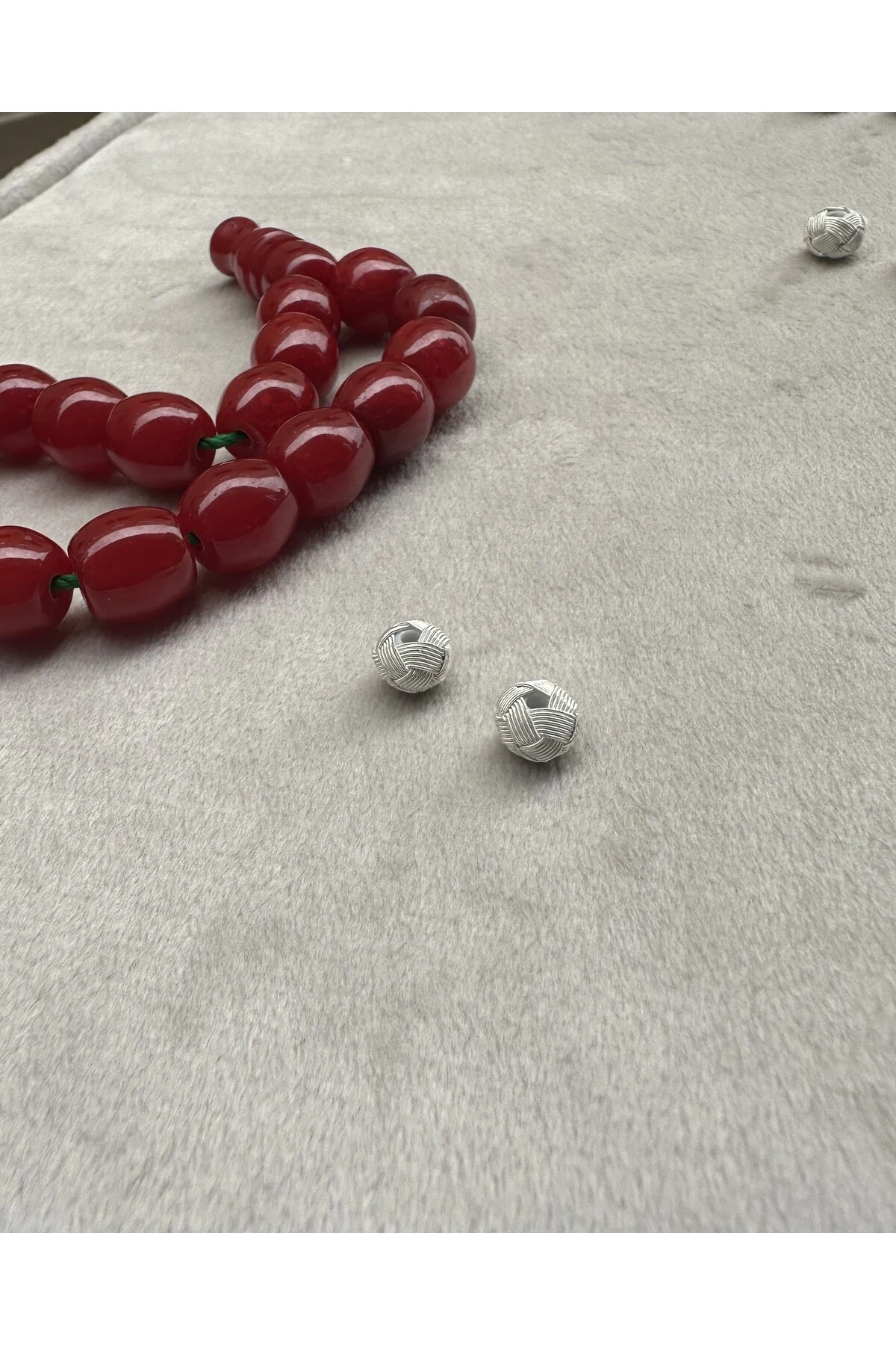 Tesbih Malzemesi Gümüş Kazaziye El Örmesi 6X7 MM Kazaz Top 2 ADET Küçük Boy