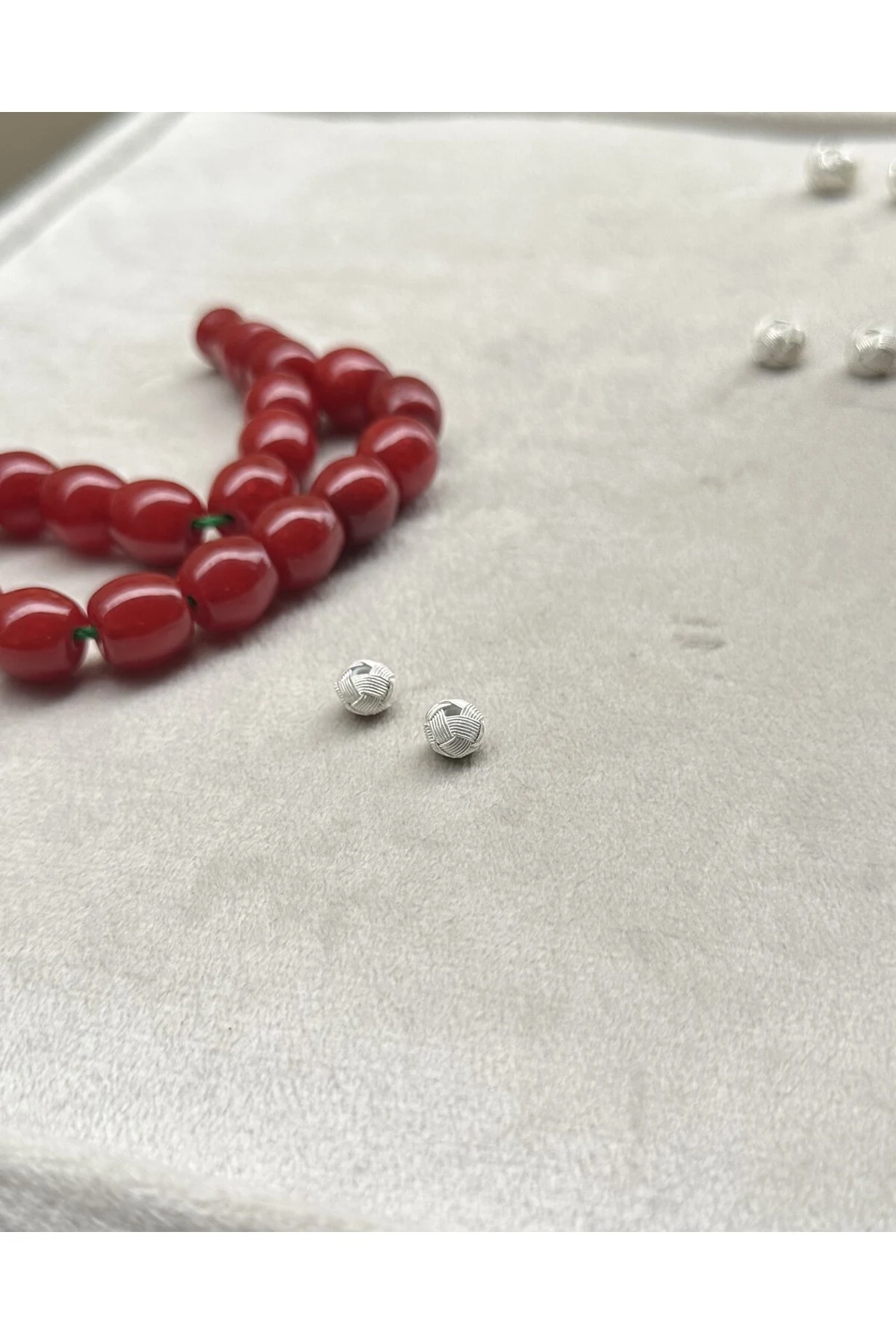 Tesbih Malzemesi Gümüş Kazaziye El Örmesi 6X7 MM Kazaz Top 2 ADET Küçük Boy