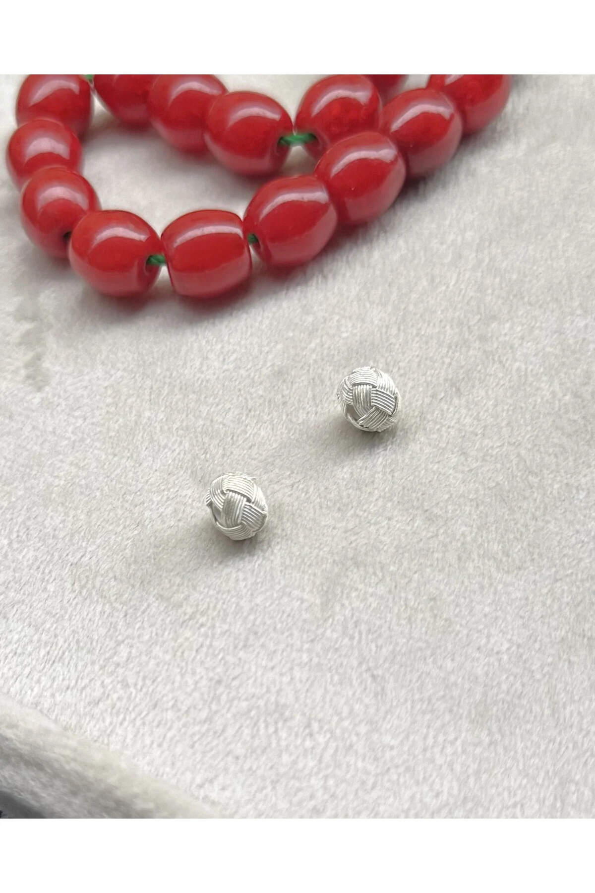 Tesbih Malzemesi Gümüş Kazaziye El Örmesi 6X7 MM Kazaz Top 2 ADET Küçük Boy