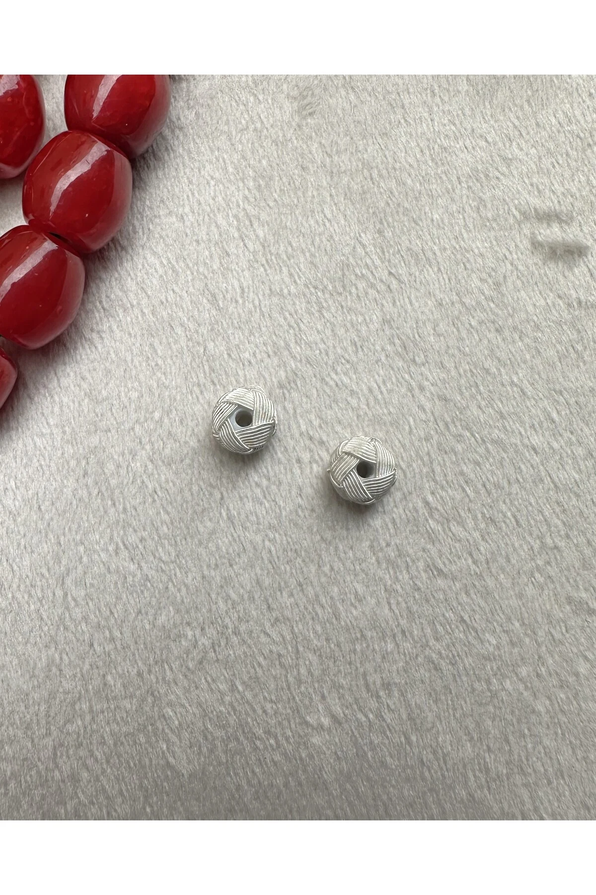 Tesbih Malzemesi Gümüş Kazaziye El Örmesi 6X7 MM Kazaz Top 2 ADET Küçük Boy